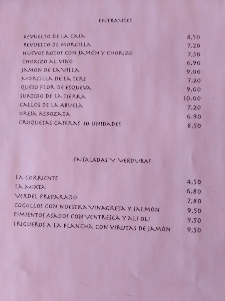 Menu_Bar Restaurante El Rincón de Titos_Cantimpalos_image_1