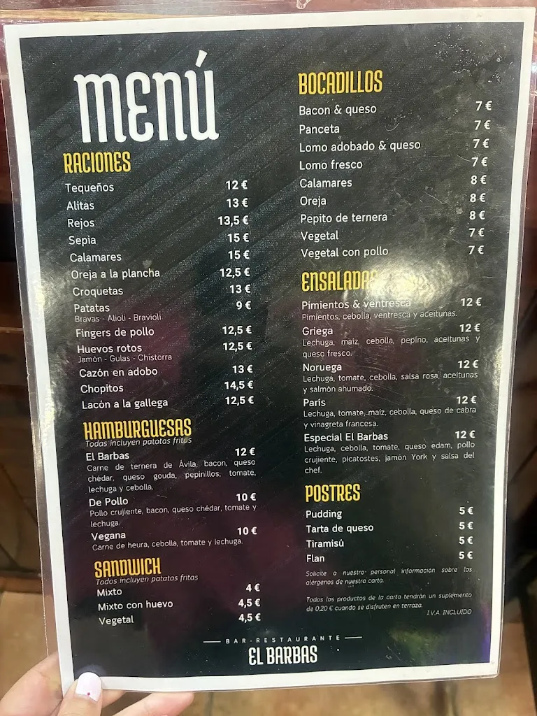 Menu_Cervecería El Barbas_Bercial_immagine_2