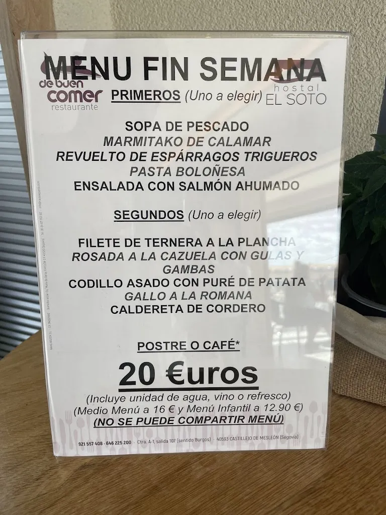 Menu_Área de Servicio El Soto. Restaurante y Alojamiento_Castillejo de Mesleón_image_2