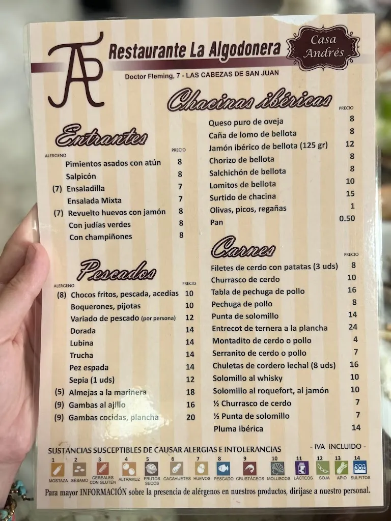 Menu_Bar Restaurante La Algodonera_Escarabajosa de Cabezas_image_1