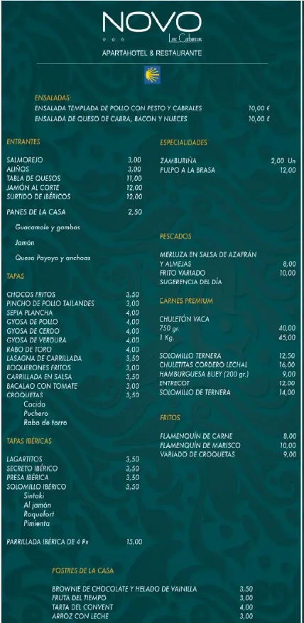 Menu_NOVO Apartahotel & Restaurante_Escarabajosa de Cabezas_immagine_2