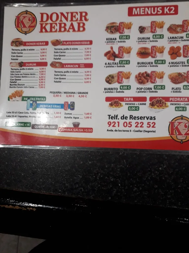 Menu_K2 Dónner Kebab_Cuéllar_image_2