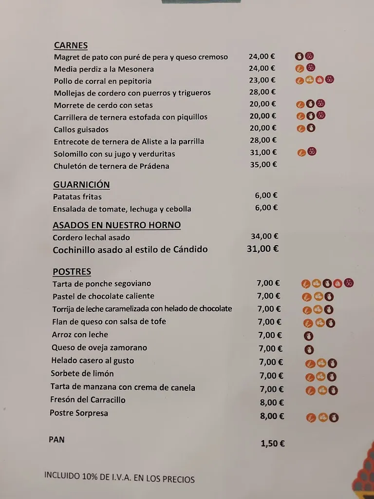Menu_Restaurante Mesón de Cándido_Espirdo_immagine_4