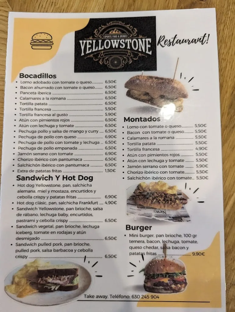 Menu_Yellowstone Sports Food & Drinks_Fresno de la Fuente_image_4