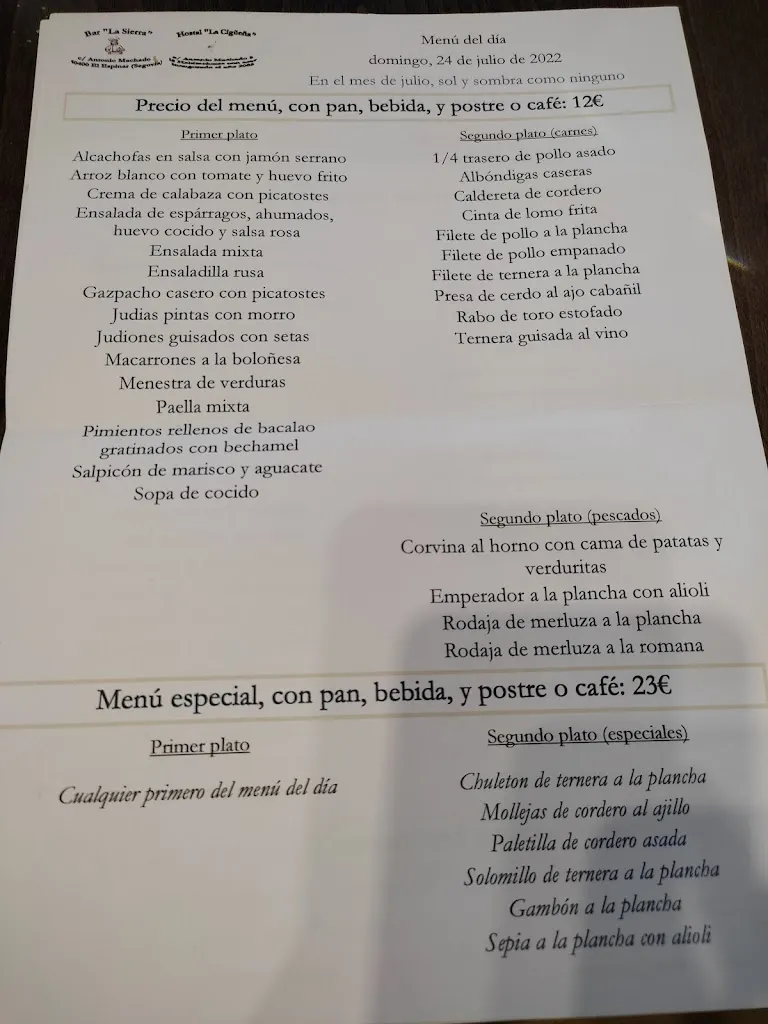Menu_La Sierra_Espinar El_immagine_1