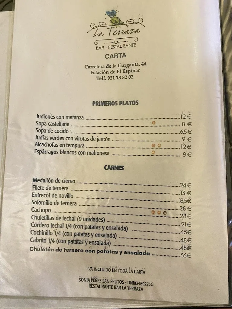 Menu_La Terraza del herrerillo_Espinar El_image_2