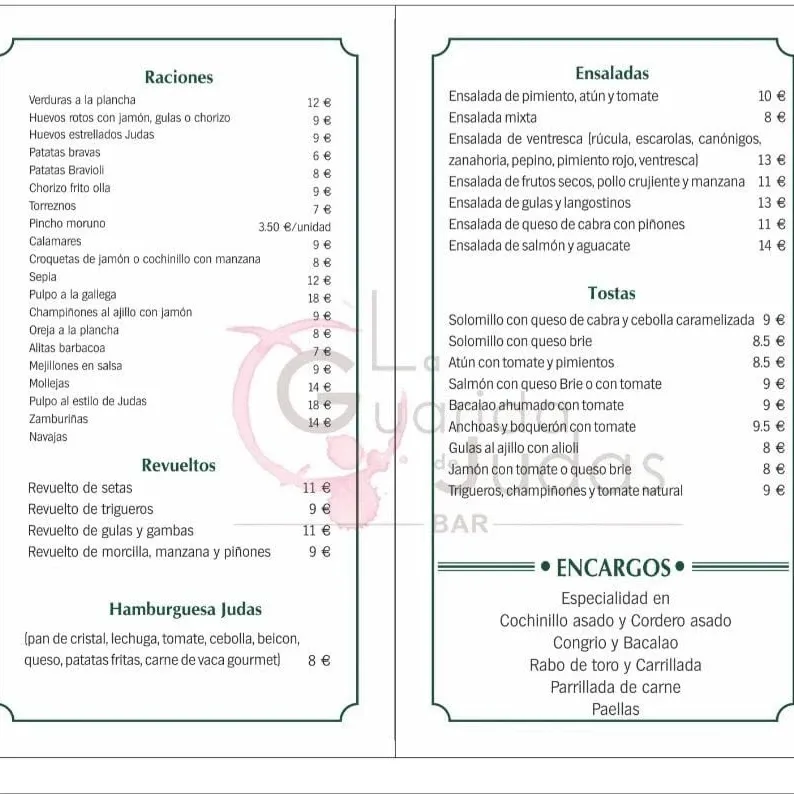 Menü_BAR La Guarida de Judas_Fuenterrebollo_Bild_1
