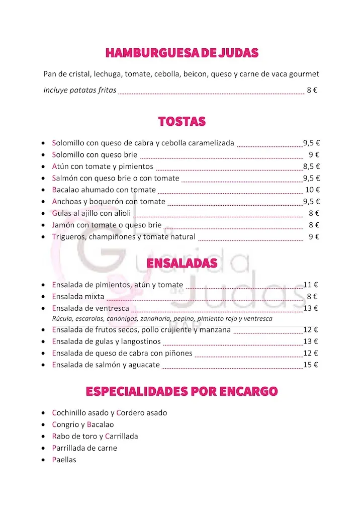 Menü_BAR La Guarida de Judas_Fuenterrebollo_Bild_2