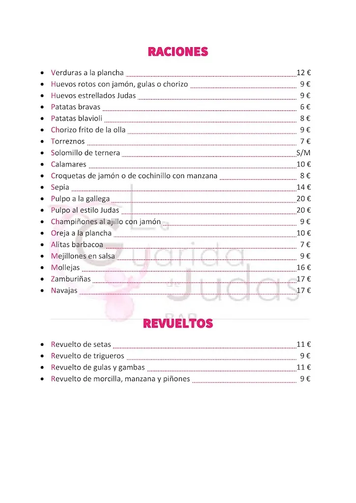 Menü_BAR La Guarida de Judas_Fuenterrebollo_Bild_3