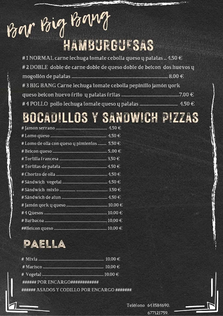 Menu_Bar big bang_Montejo de Arévalo_image_1