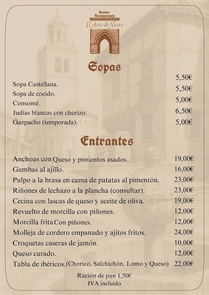 Menu_El arco de Nieves_Montejo de Arévalo_image_1