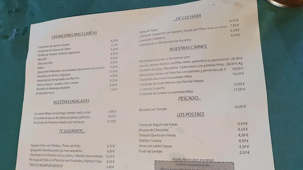Menu_Pinar El Chorro_Navafría_image_1
