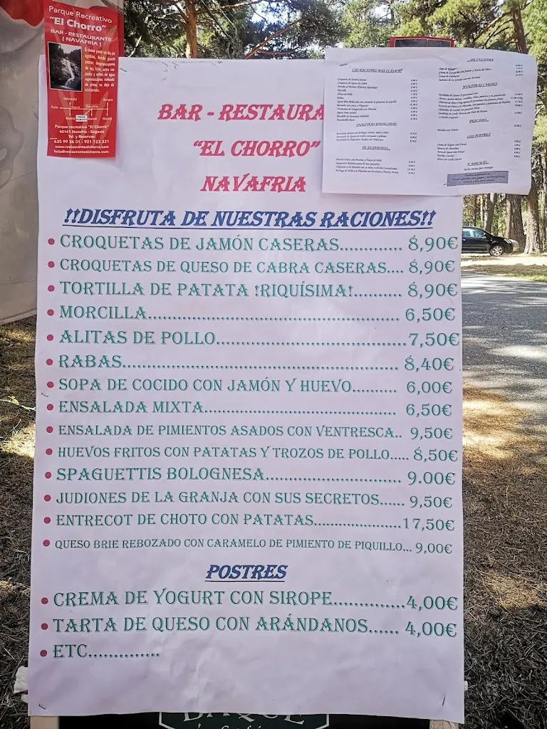 Menu_Pinar El Chorro_Navafría_image_3