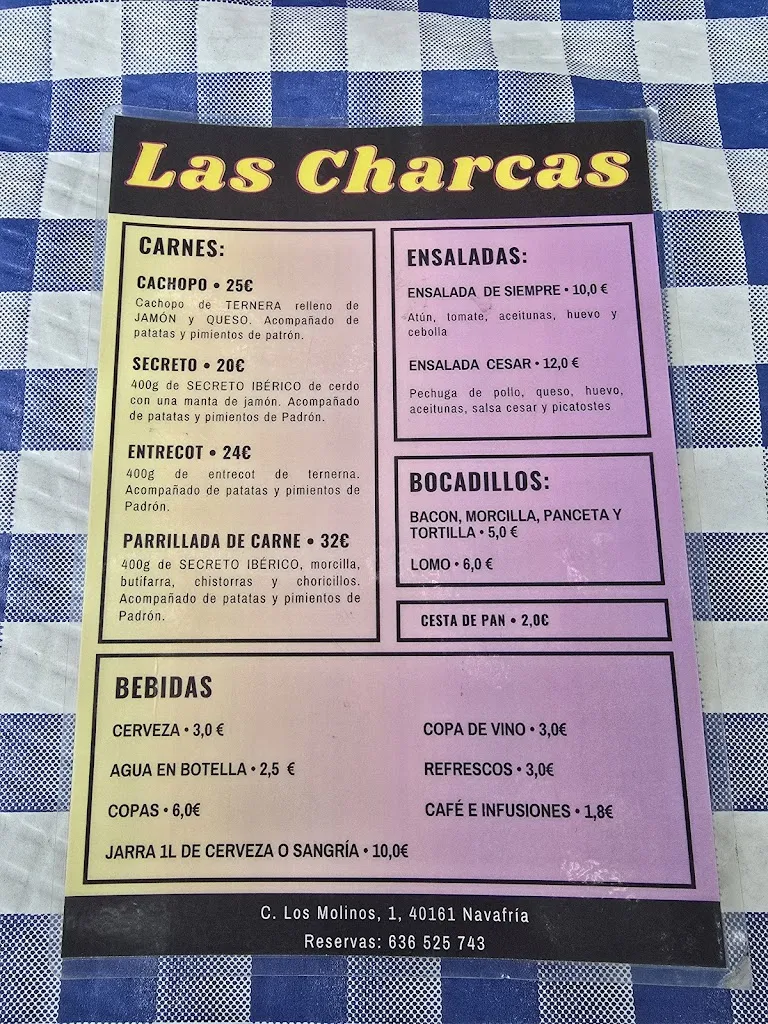 Menu_Chiringuito Las Charcas . Navafria_Navafría_immagine_1