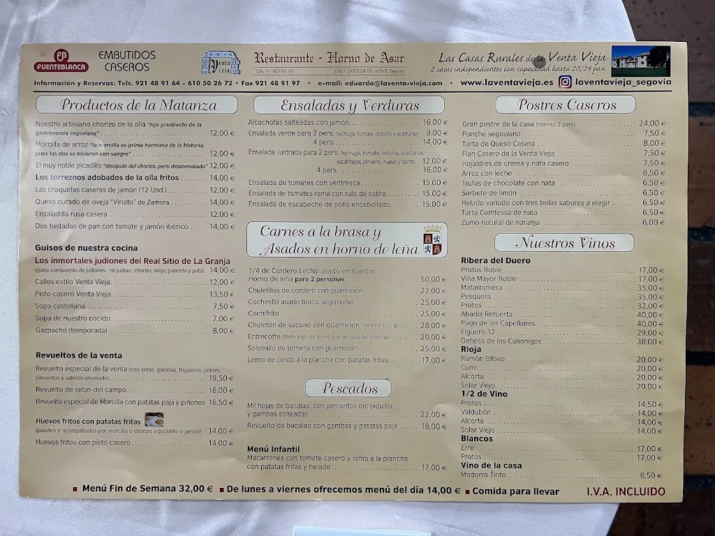 Menu_La Venta Vieja_Ortigosa del Monte_image_1