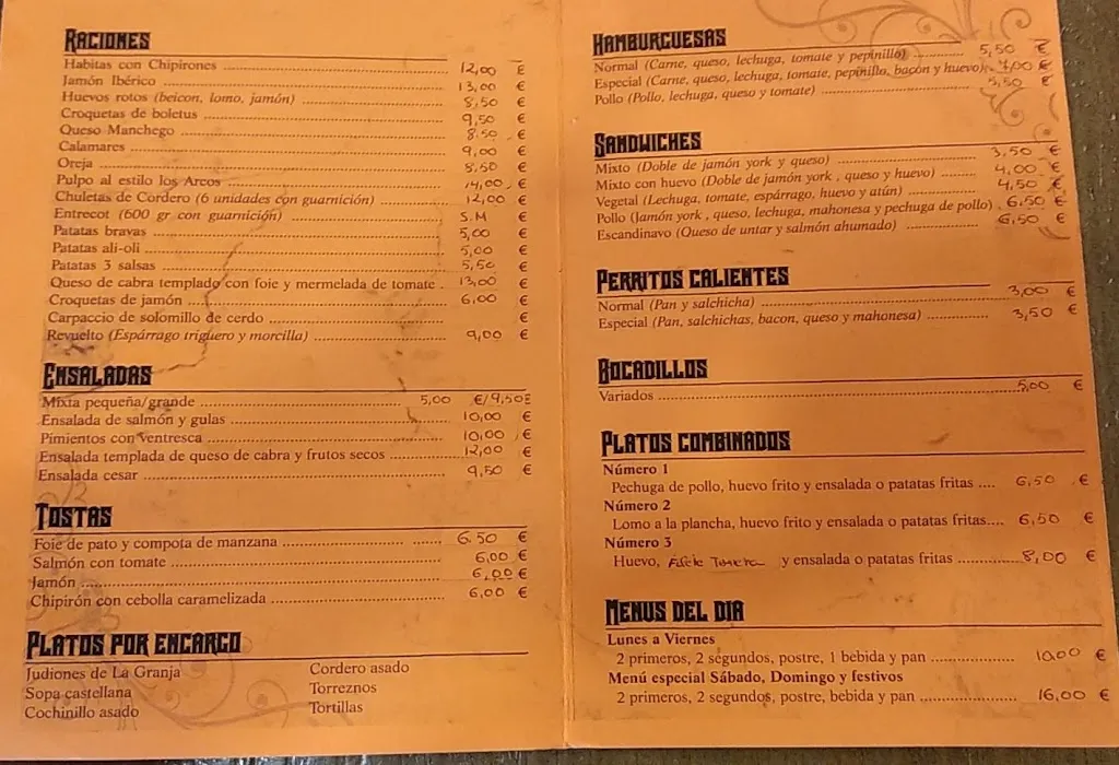 Menu_Bar Los Arcos_Otero de Herreros_image_1