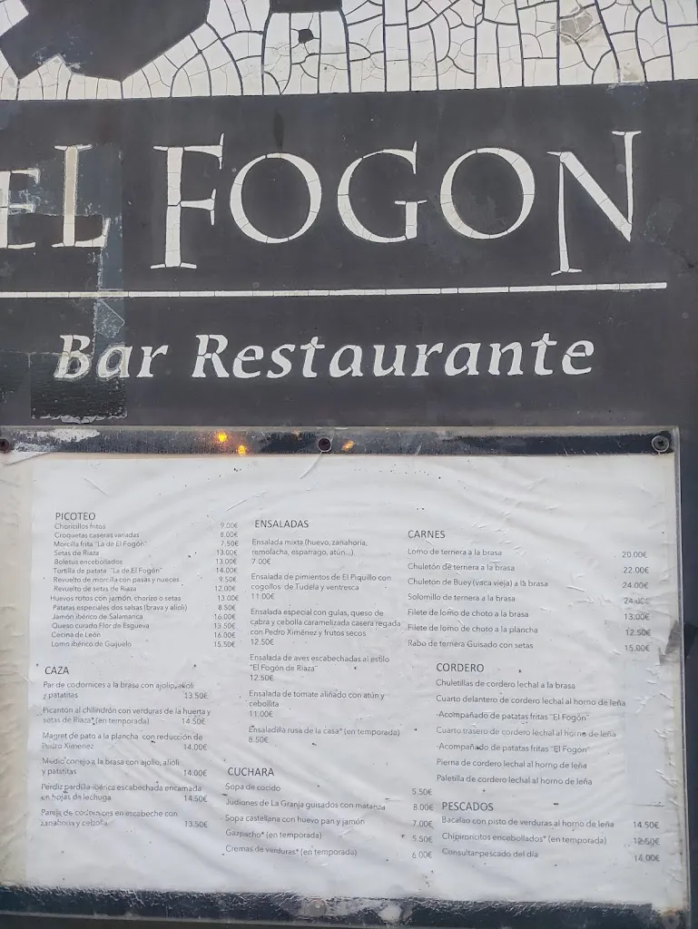 Menu_EL FOGÓN Bar Restaurante._Riaza_immagine_1