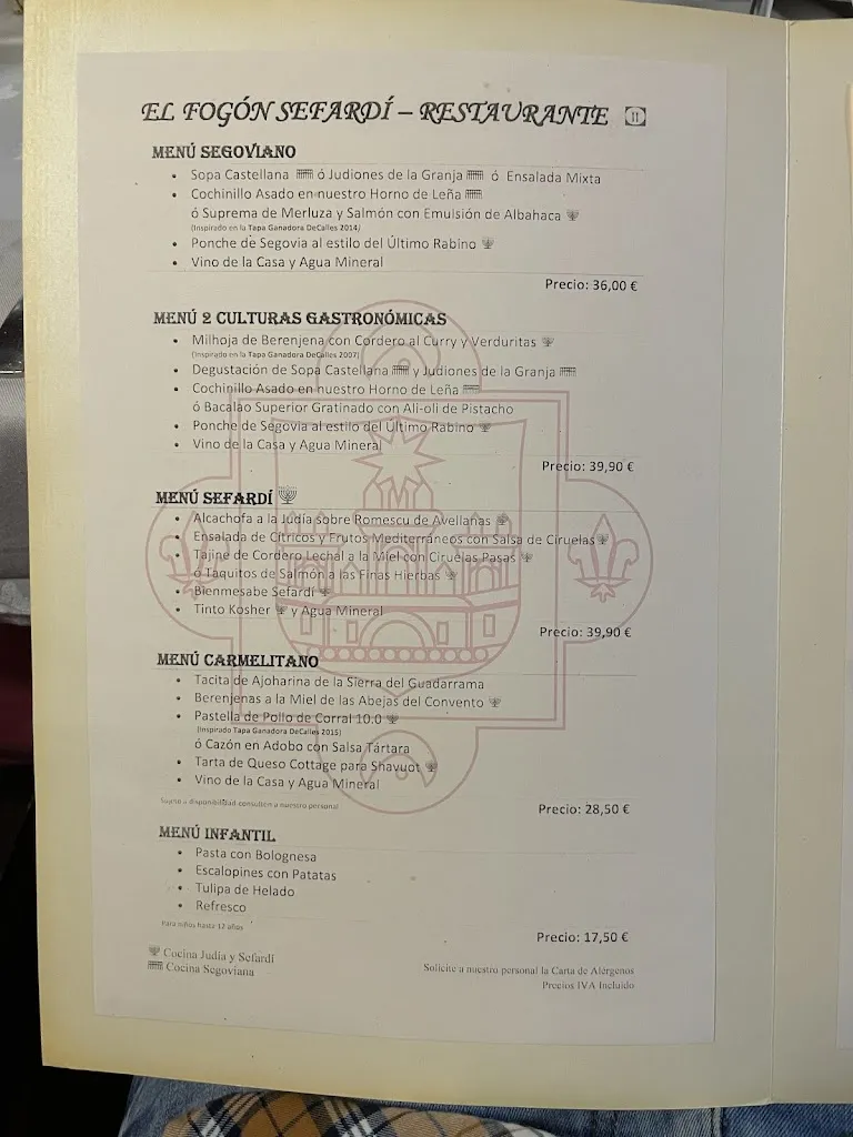 Menu_Restaurante El Fogón Sefardí_San Martín y Mudrián_immagine_4