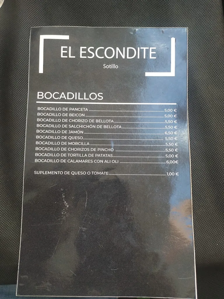 Menu_Bar restaurante El Escondite_Sotillo_image_1