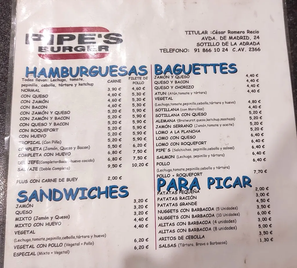Menu_Burger Pipe's_Sotillo_image_1