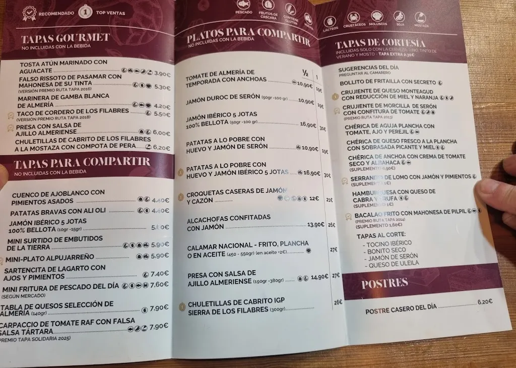 Menu_Taberna Nuestra Tierra_Almería_image_1