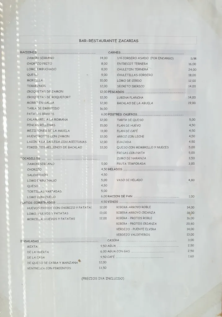 Menu_Bar Restaurante Zacarías_Valle de Tabladillo_image_1