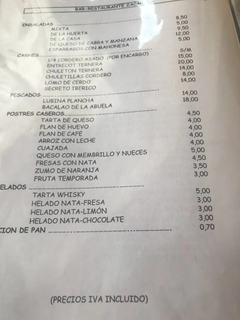 Menu_Bar Restaurante Zacarías_Valle de Tabladillo_image_3