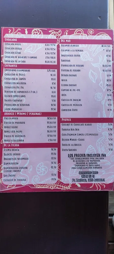 Menu_Chiringuito Diego Aguadulce_Aguadulce_immagine_3
