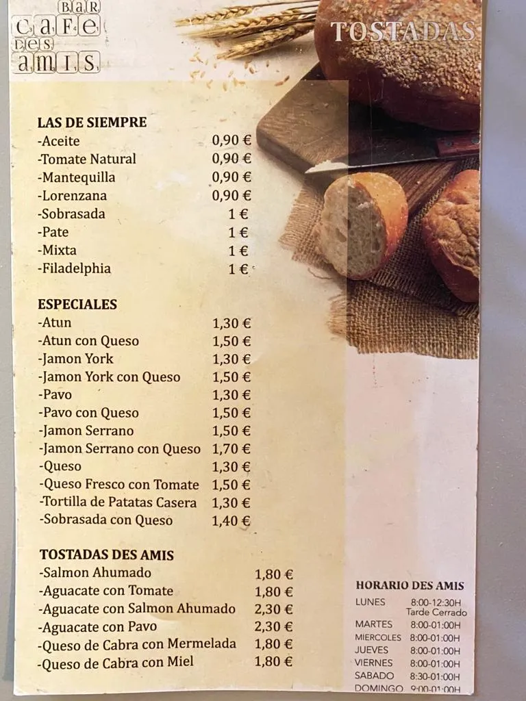 Menu_Bar Café Des Amis_Aguadulce_image_1