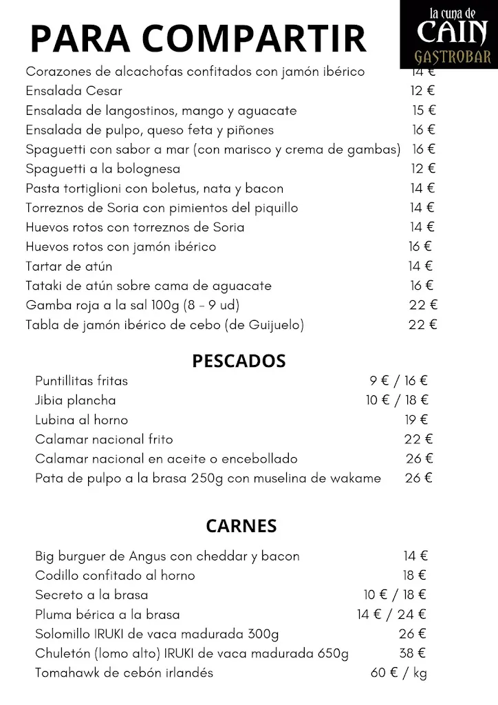 Menu_Tapas Bar La Pecera de Aguadulce_Aguadulce_image_1