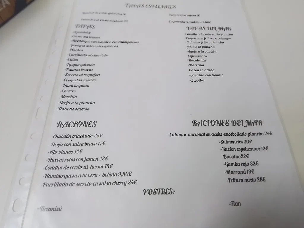 Menu_A tu Vera Tapas Bar_Aguadulce_immagine_1