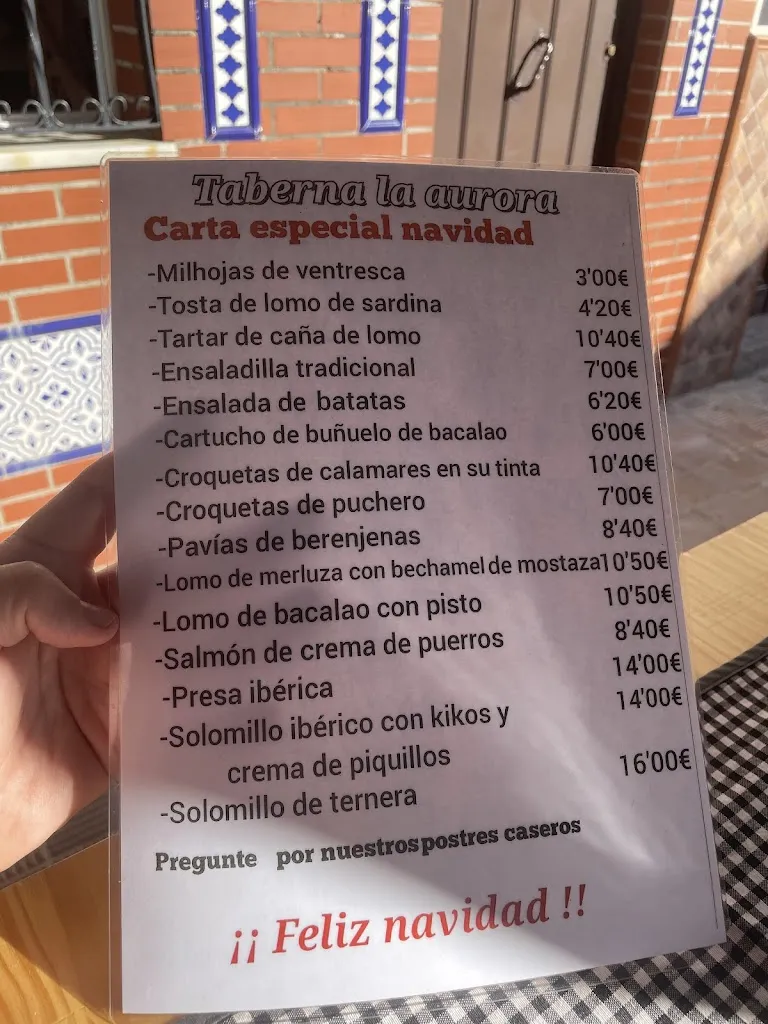 Menu_Taberna La Aurora_Alcalá de Guadaira_image_1