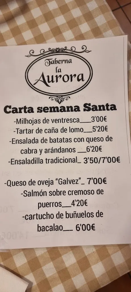 Menu_Taberna La Aurora_Alcalá de Guadaira_image_2