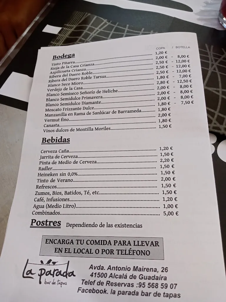 Menu_La Parada Bar de tapas_Alcalá de Guadaira_image_1
