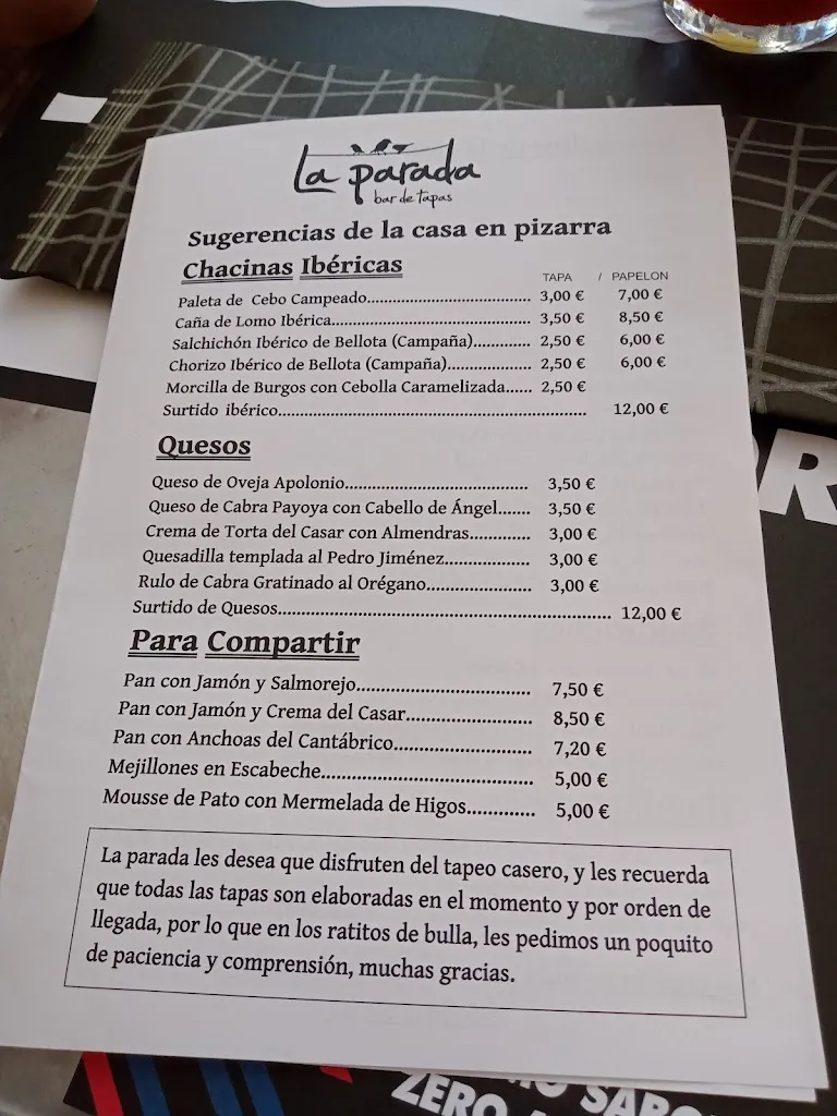 Menu_La Parada Bar de tapas_Alcalá de Guadaira_image_3