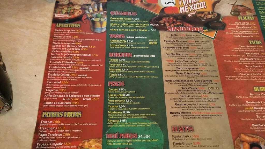 Menu_La Hacienda Mexicana_Alcalá de Guadaira_image_1