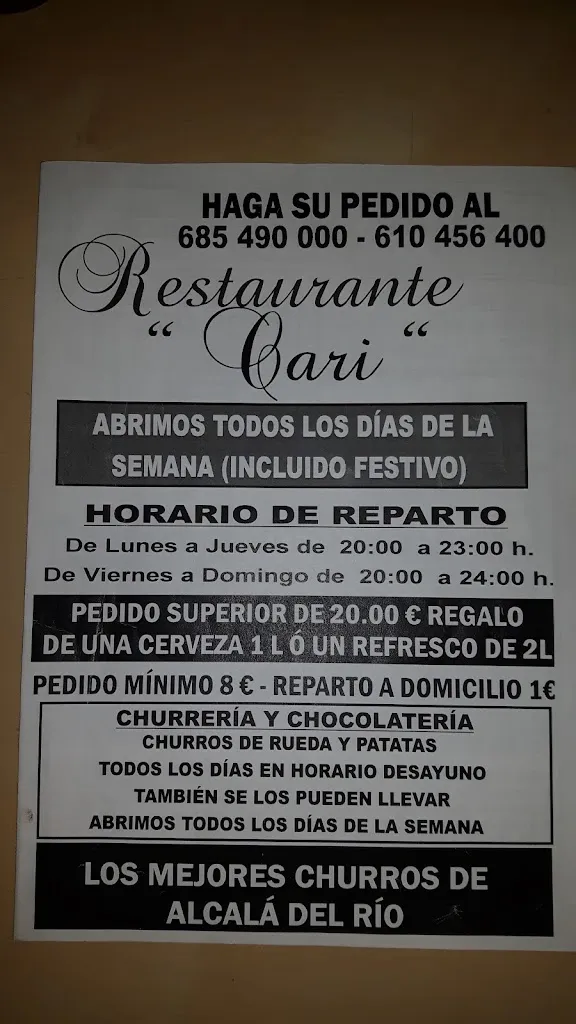 Menu_Restaurante Cari_Alcalá del Río_immagine_1