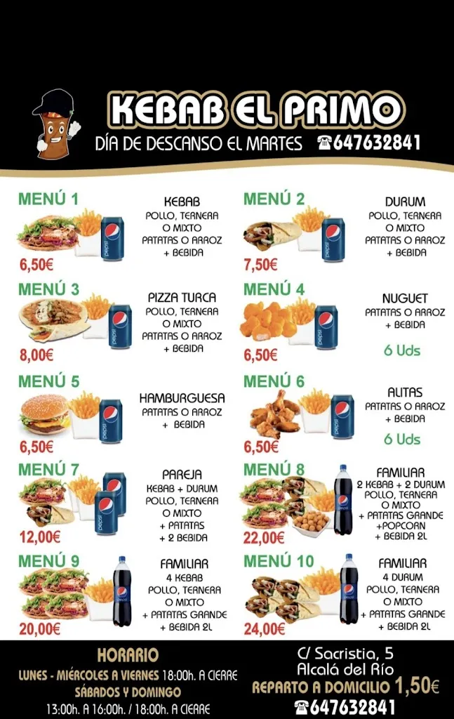 Menu_Kebab El Primo_Alcalá del Río_immagine_2