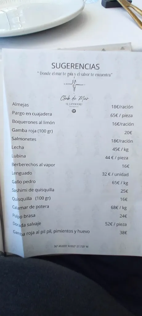 Menu_Restaurante Club de Mar / El Candelero _Almería_image_3