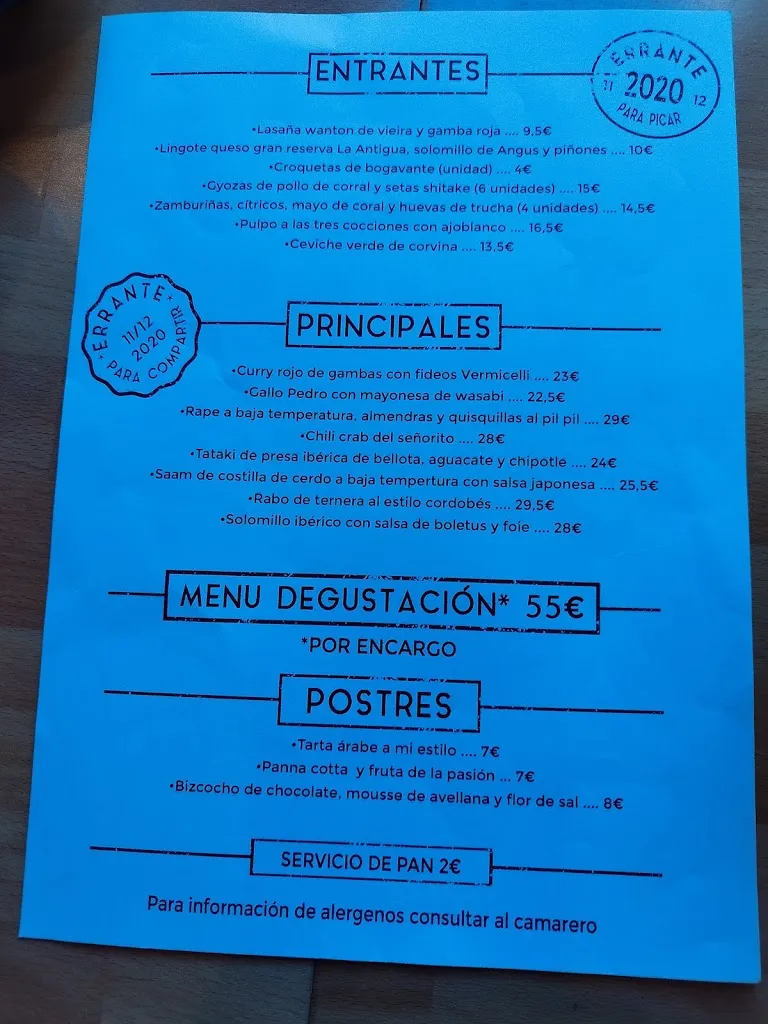 Menu_Restaurante Errante_Almería_immagine_4