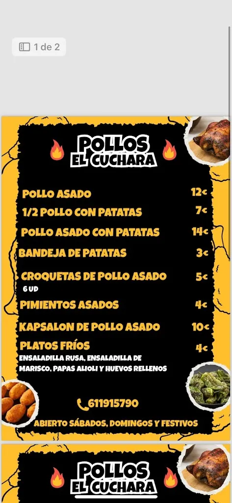 Menu_Pollería-Churrería `El Cuchara´_Algaba La_immagine_1
