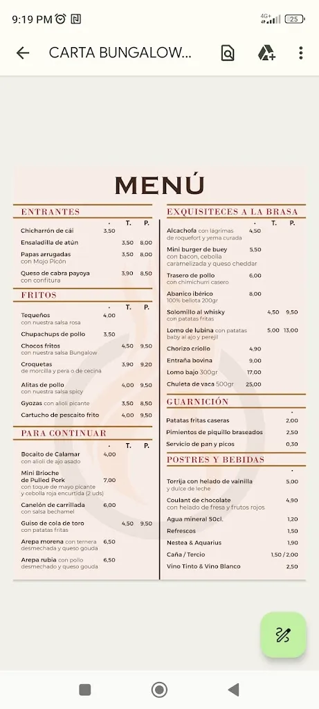 Menu_Bungalow Brasas Bar_Algaba La_immagine_1
