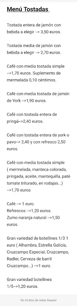 Menu_Bar El Jacal_Aznalcázar_image_2