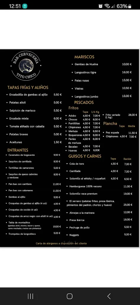 Menu_Bar-Cervecería Tito Chico_Aznalcóllar_immagine_1