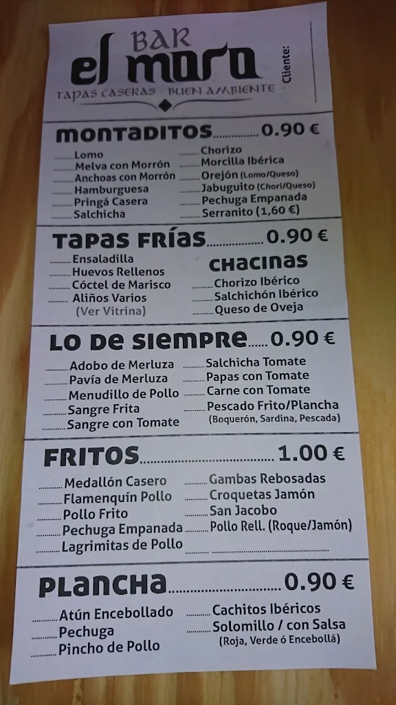 Menu_Bar el Moro_Arahal_image_1