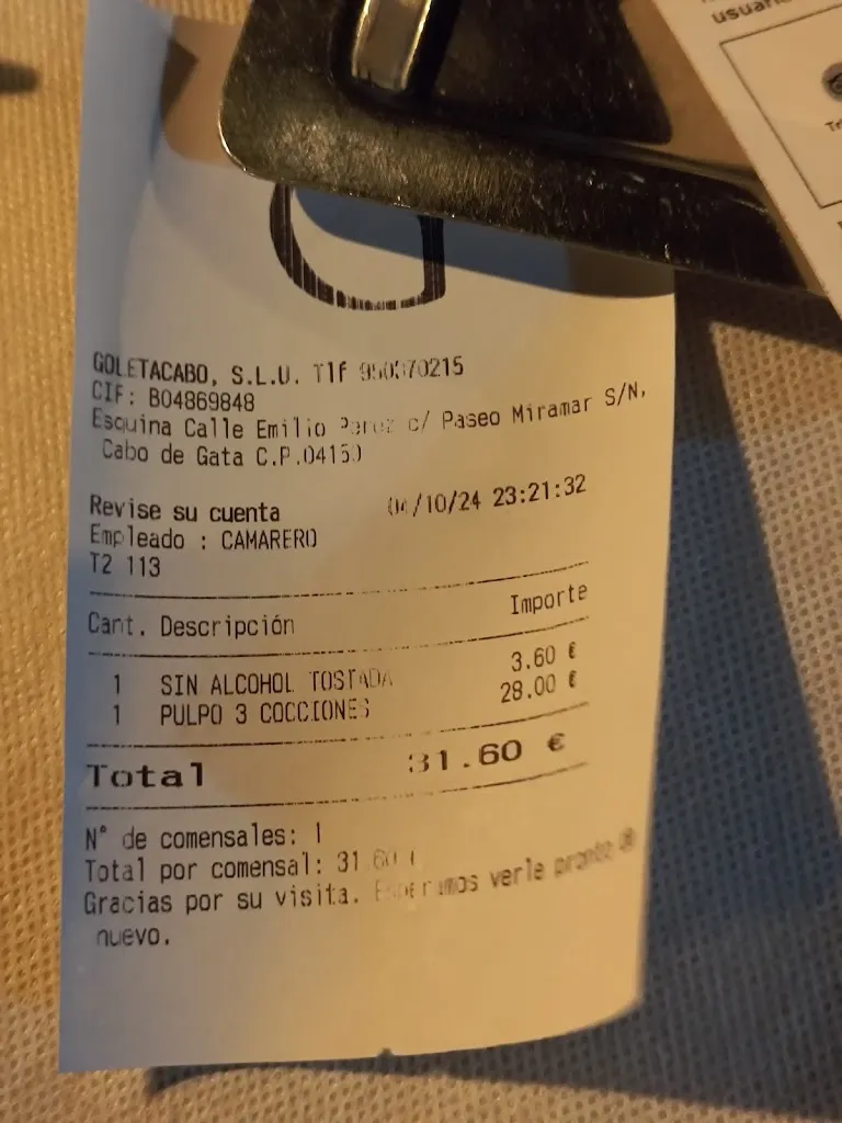 Jose Franco_Restaurante Goleta Cabo de Gata. FRENTE AL MAR_Almería_review