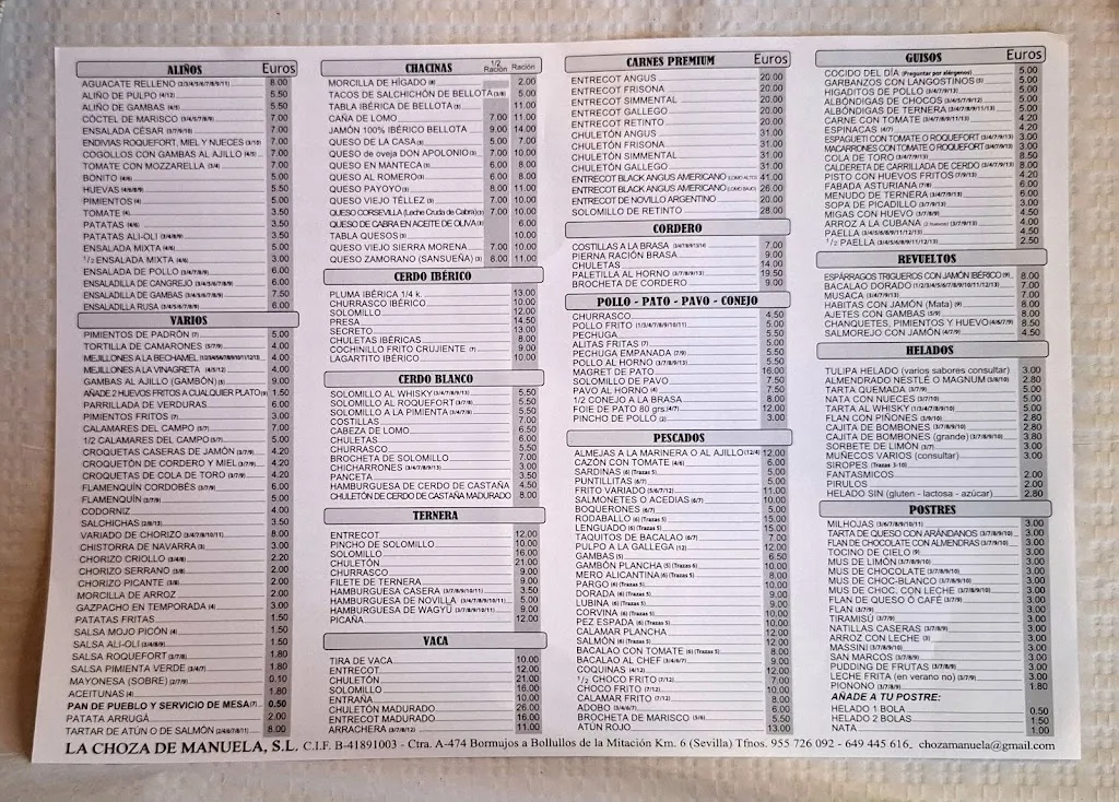 Menu_La Choza de Manuela_Bormujos_immagine_1