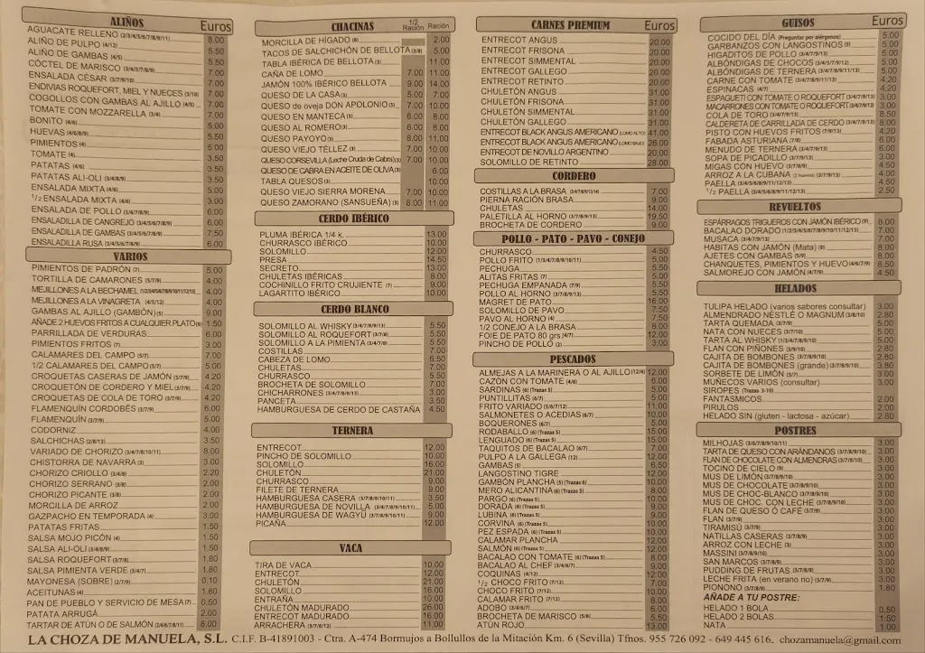 Menu_La Choza de Manuela_Bormujos_immagine_2