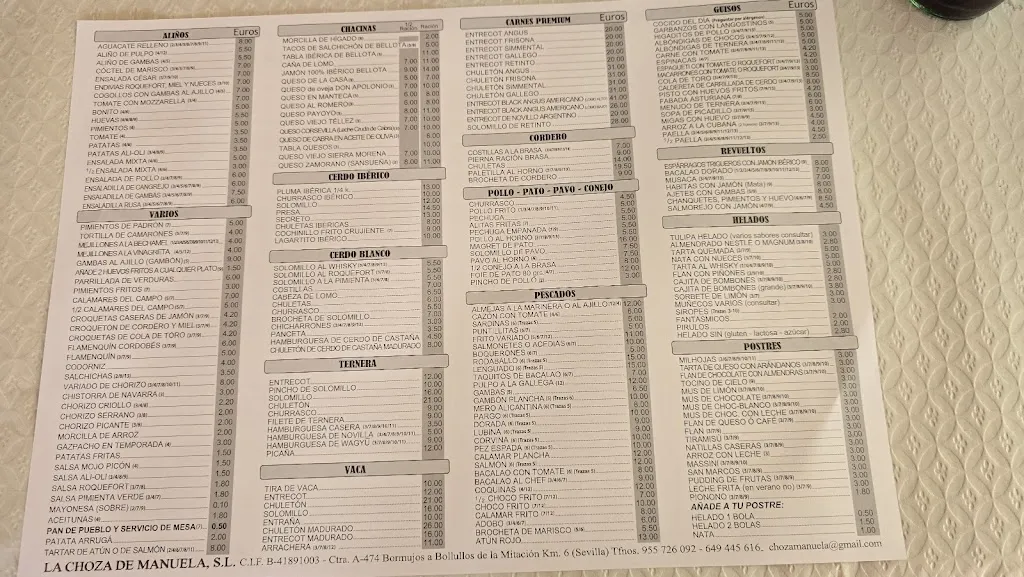 Menu_La Choza de Manuela_Bormujos_immagine_3