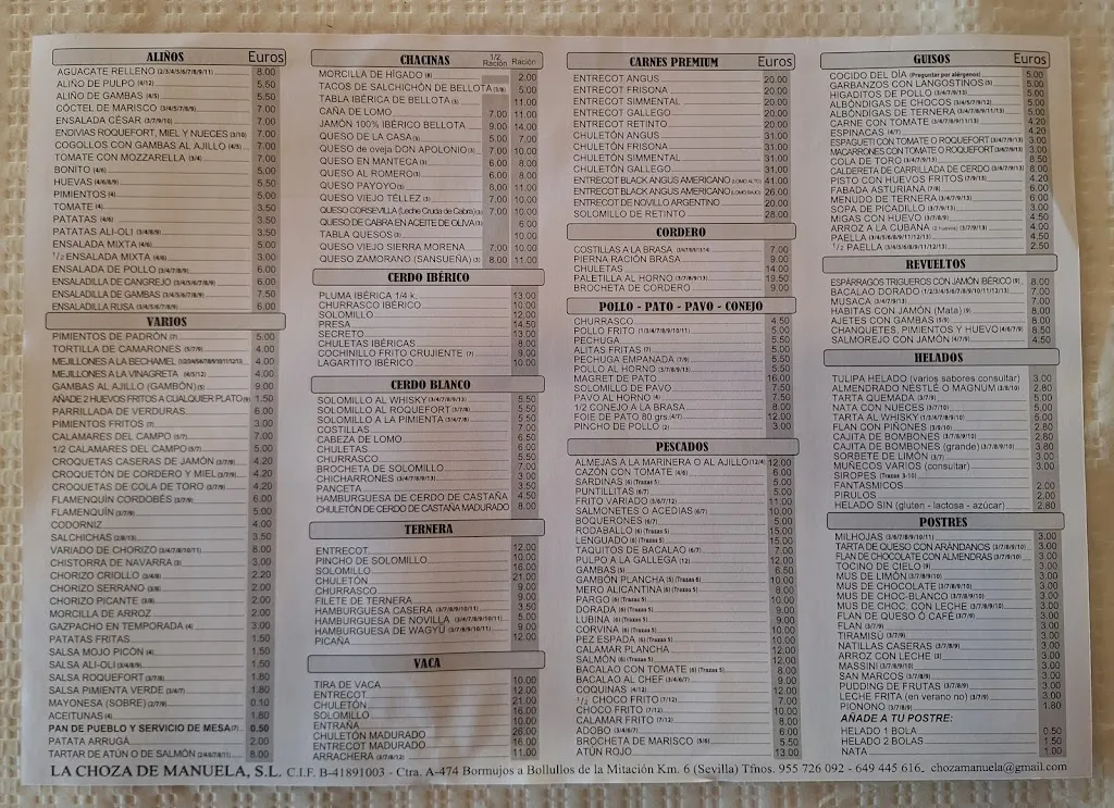 Menu_La Choza de Manuela_Bormujos_immagine_4